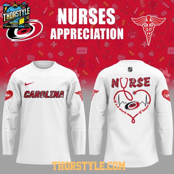 Carolina Hurricanes Nurses Appreciation Work Of Heart 2025 Hockey Jersey