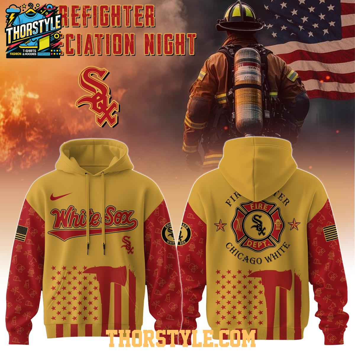 Chicago White Sox 2025 Firefighter Appreciation Night First Responder Hoodie T-Shirt Chicago White Sox 2025 Firefighter Appreciation Night First Responder Hoodie T-Shirt