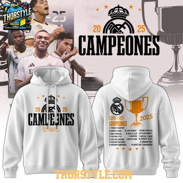 Real Madrid 2025 Copa Del Rey Champions Celebration Hoodie T-Shirt