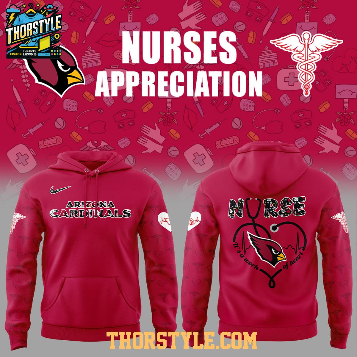 Arizona Cardinals Nurses Appreciation 2025 Work Of Heart Hoodie T-Shirt Arizona Cardinals Nurses Appreciation 2025 Work Of Heart Hoodie T-Shirt