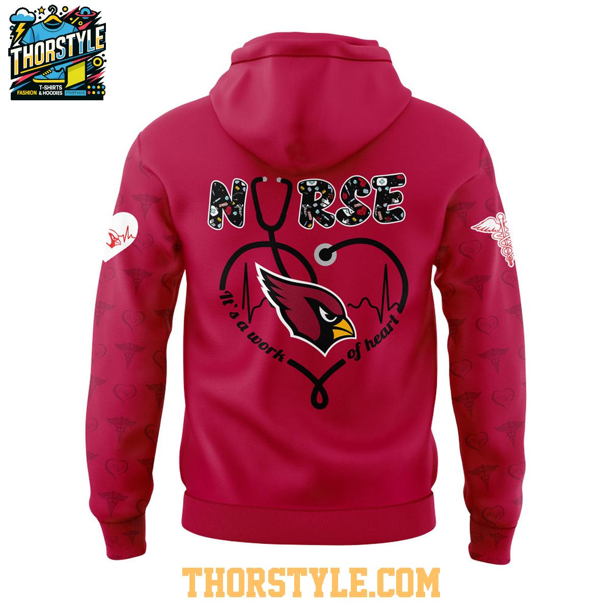 Arizona Cardinals Nurses Appreciation 2025 Work Of Heart Hoodie T-Shirt Arizona Cardinals Nurses Appreciation 2025 Work Of Heart Hoodie T-Shirt