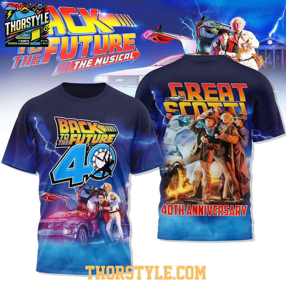 Back To The Future Celebrating 40th Anniversary 2025 Great Scott Hoodie T-Shirt Back To The Future Celebrating 40th Anniversary 2025 Great Scott Hoodie T-Shirt