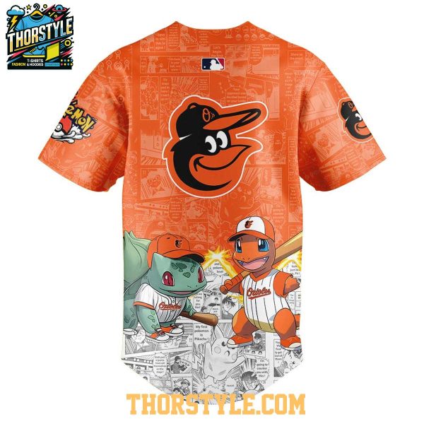 Baltimore Orioles 2025 Pokémon Pikachu Bulbasaur Charmander Squirtle Baseball Jersey