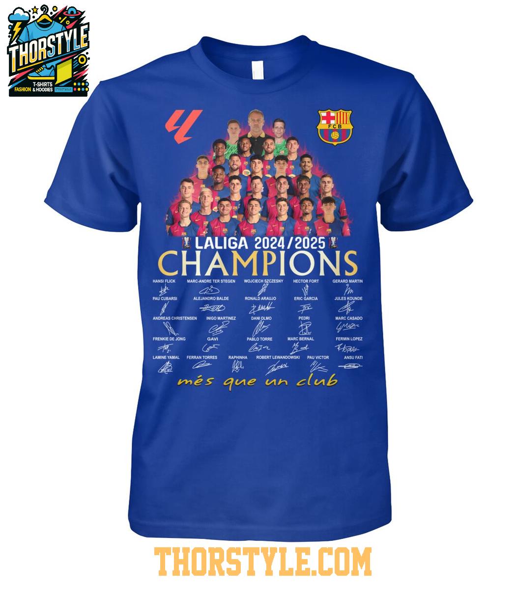 Barcelona La Liga 2025 Champions Mes Que Un Club Barca T-Shirt Barcelona La Liga 2025 Champions Mes Que Un Club Barca T-Shirt