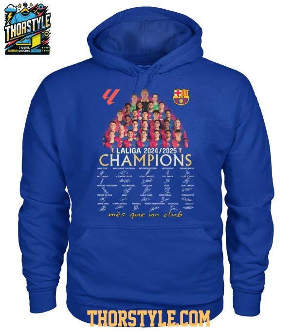 Barcelona La Liga 2025 Champions Mes Que Un Club Barca T-Shirt