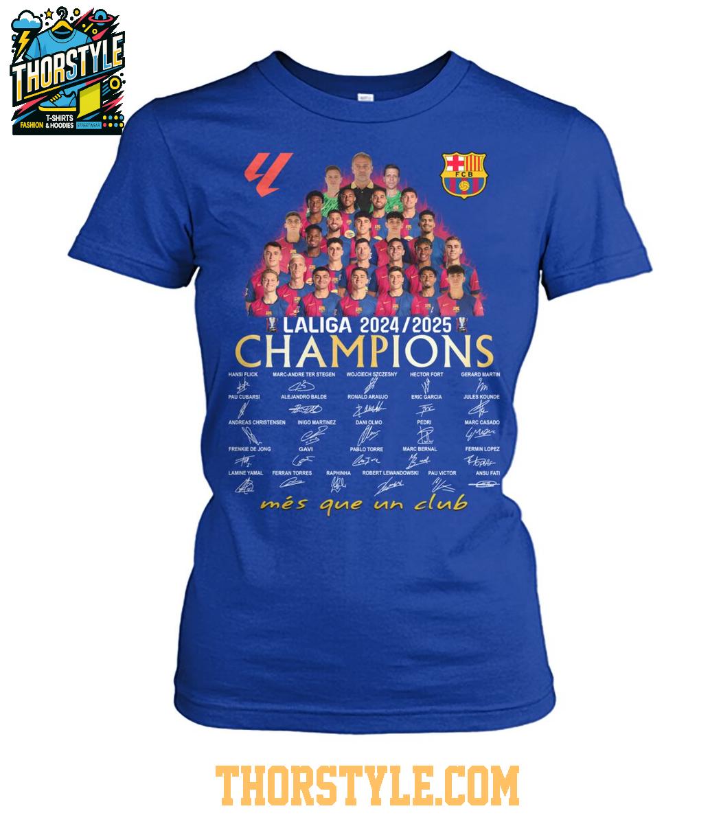 Barcelona La Liga 2025 Champions Mes Que Un Club Barca T-Shirt Barcelona La Liga 2025 Champions Mes Que Un Club Barca T-Shirt