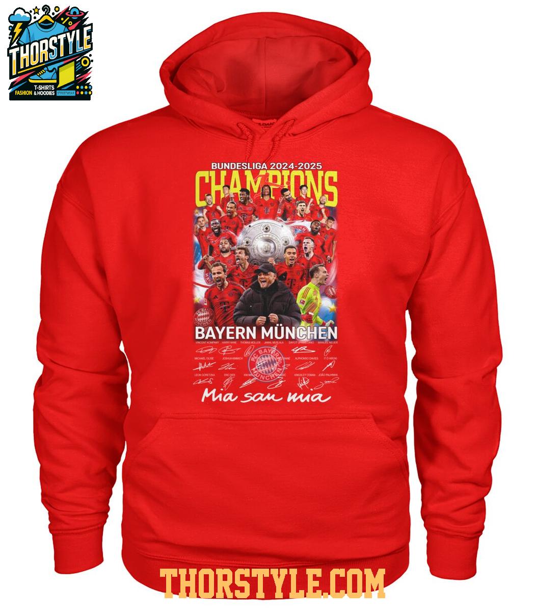 Bayern Munchen Bundesliga 2024-2025 Mia San Mia Champions T-Shirt Bayern Munchen Bundesliga 2024-2025 Mia San Mia Champions T-Shirt
