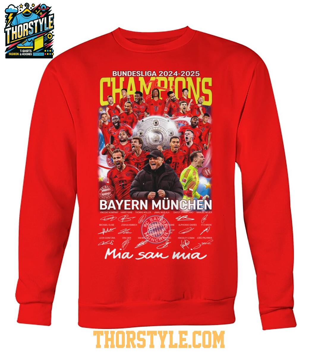 Bayern Munchen Bundesliga 2024-2025 Mia San Mia Champions T-Shirt Bayern Munchen Bundesliga 2024-2025 Mia San Mia Champions T-Shirt