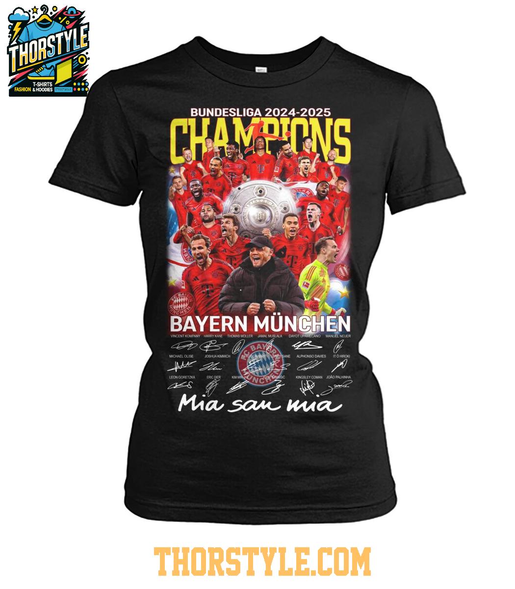 Bayern Munchen Bundesliga 2024-2025 Mia San Mia Champions T-Shirt Bayern Munchen Bundesliga 2024-2025 Mia San Mia Champions T-Shirt