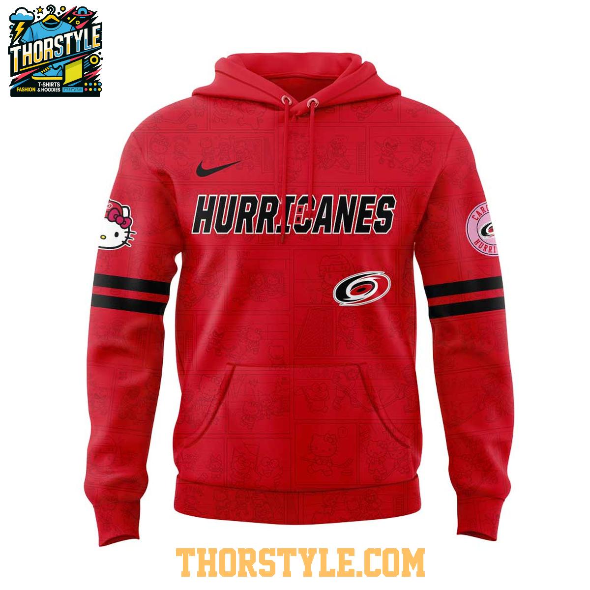 Carolina Hurricanes Hello Kitty 2025 Celebrating 50th Anniversary Hoodie T-Shirt Carolina Hurricanes Hello Kitty 2025 Celebrating 50th Anniversary Hoodie T-Shirt