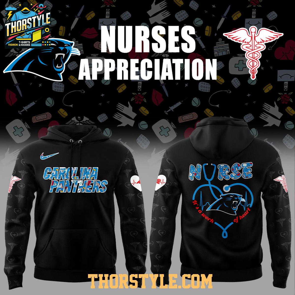 Carolina Panthers Nurses Appreciation 2025 Work Of Heart Hoodie T-Shirt Carolina Panthers Nurses Appreciation 2025 Work Of Heart Hoodie T-Shirt