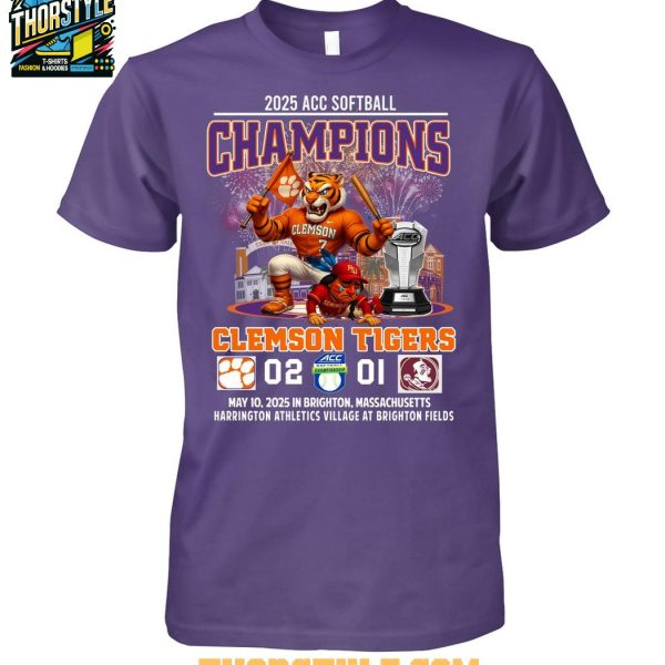 Clemson Tigers 2025 ACC Softball Champions Beat Seminoles T-Shirt