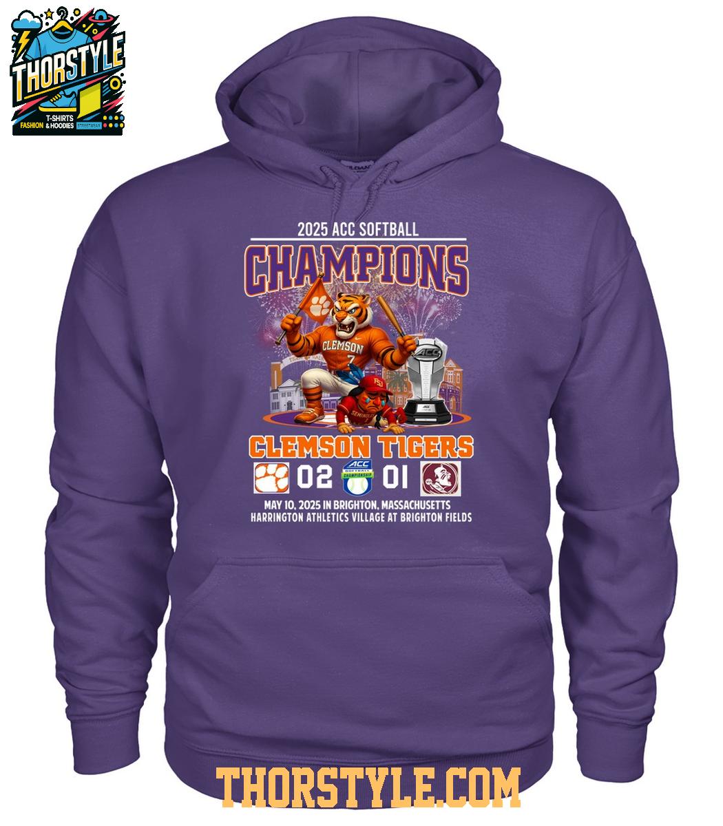 Clemson Tigers 2025 ACC Softball Champions Beat Seminoles T-Shirt Clemson Tigers 2025 ACC Softball Champions Beat Seminoles T-Shirt