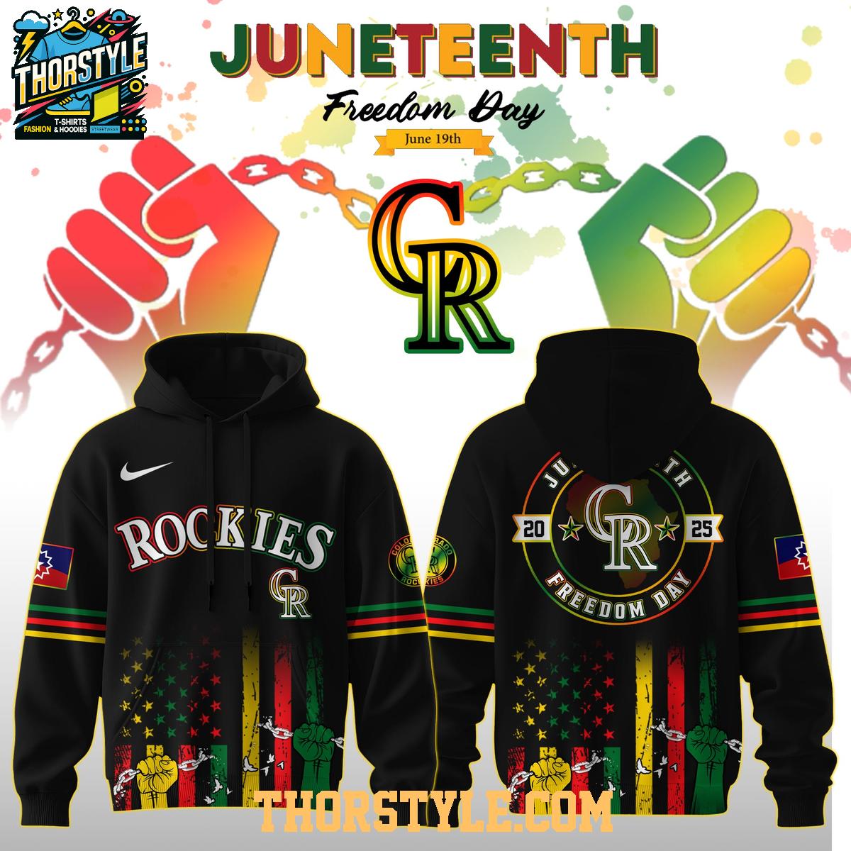 Colorado Rockies Celebrating Juneteenth Freedom Day 2025 Hoodie T-Shirt Colorado Rockies Celebrating Juneteenth Freedom Day 2025 Hoodie T-Shirt