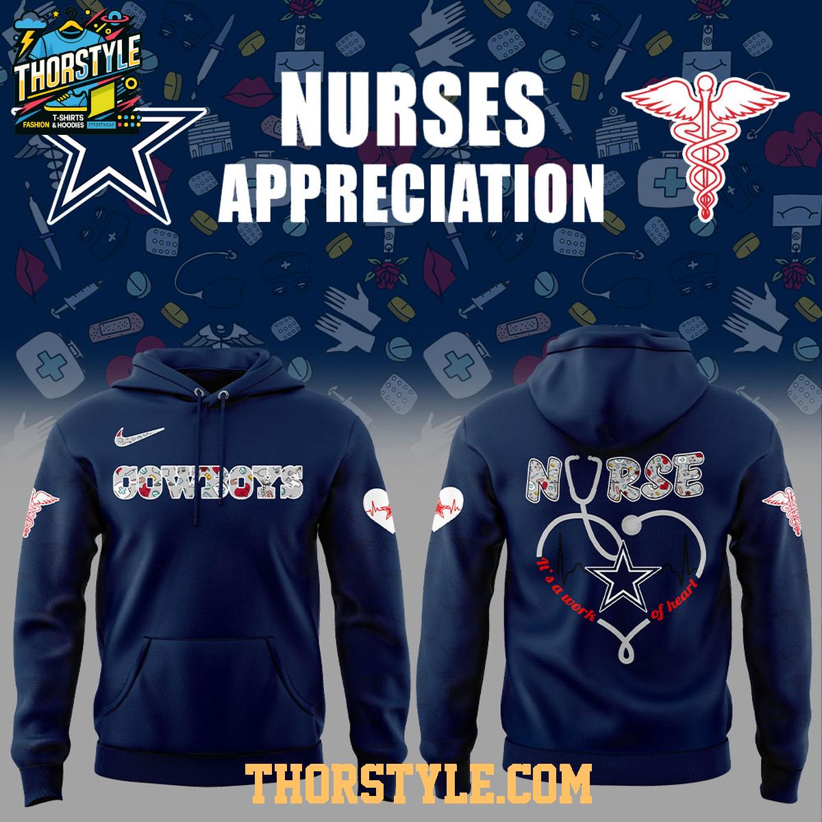 Dallas Cowboys Nurses Appreciation 2025 Work Of Heart Hoodie T-Shirt Dallas Cowboys Nurses Appreciation 2025 Work Of Heart Hoodie T-Shirt