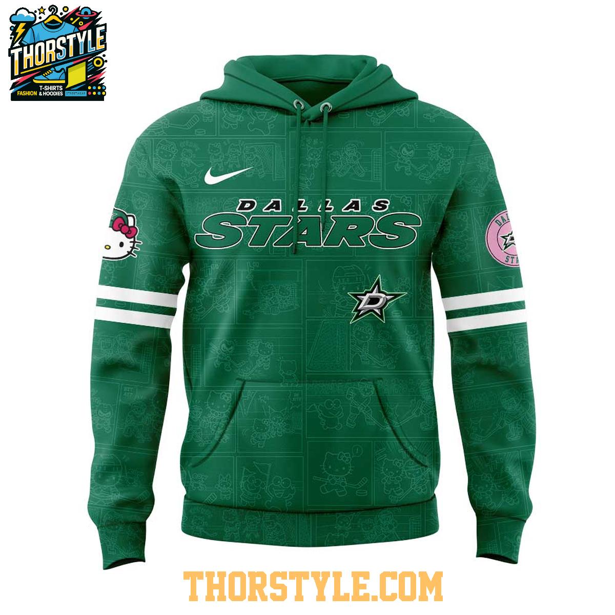 Dallas Stars Hello Kitty 2025 Celebrating 50th Anniversary Hoodie T-Shirt Dallas Stars Hello Kitty 2025 Celebrating 50th Anniversary Hoodie T-Shirt
