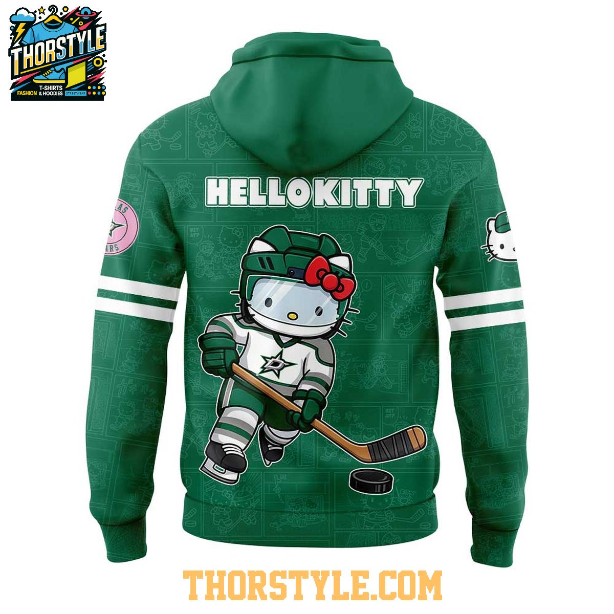 Dallas Stars Hello Kitty 2025 Celebrating 50th Anniversary Hoodie T-Shirt Dallas Stars Hello Kitty 2025 Celebrating 50th Anniversary Hoodie T-Shirt