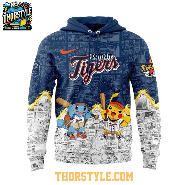 Detroit Tigers 2025 Pokémon Pikachu Bulbasaur Charmander Squirtle Hoodie T-Shirt