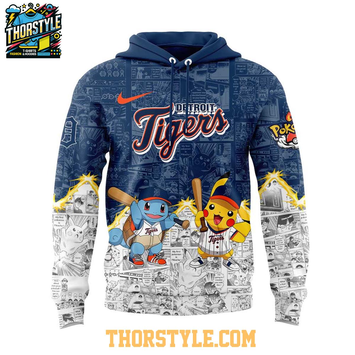 Detroit Tigers 2025 Pokémon Pikachu Bulbasaur Charmander Squirtle Hoodie T-Shirt Detroit Tigers 2025 Pokémon Pikachu Bulbasaur Charmander Squirtle Hoodie T-Shirt