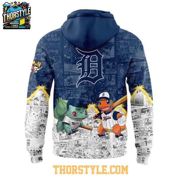 Detroit Tigers 2025 Pokémon Pikachu Bulbasaur Charmander Squirtle Hoodie T-Shirt