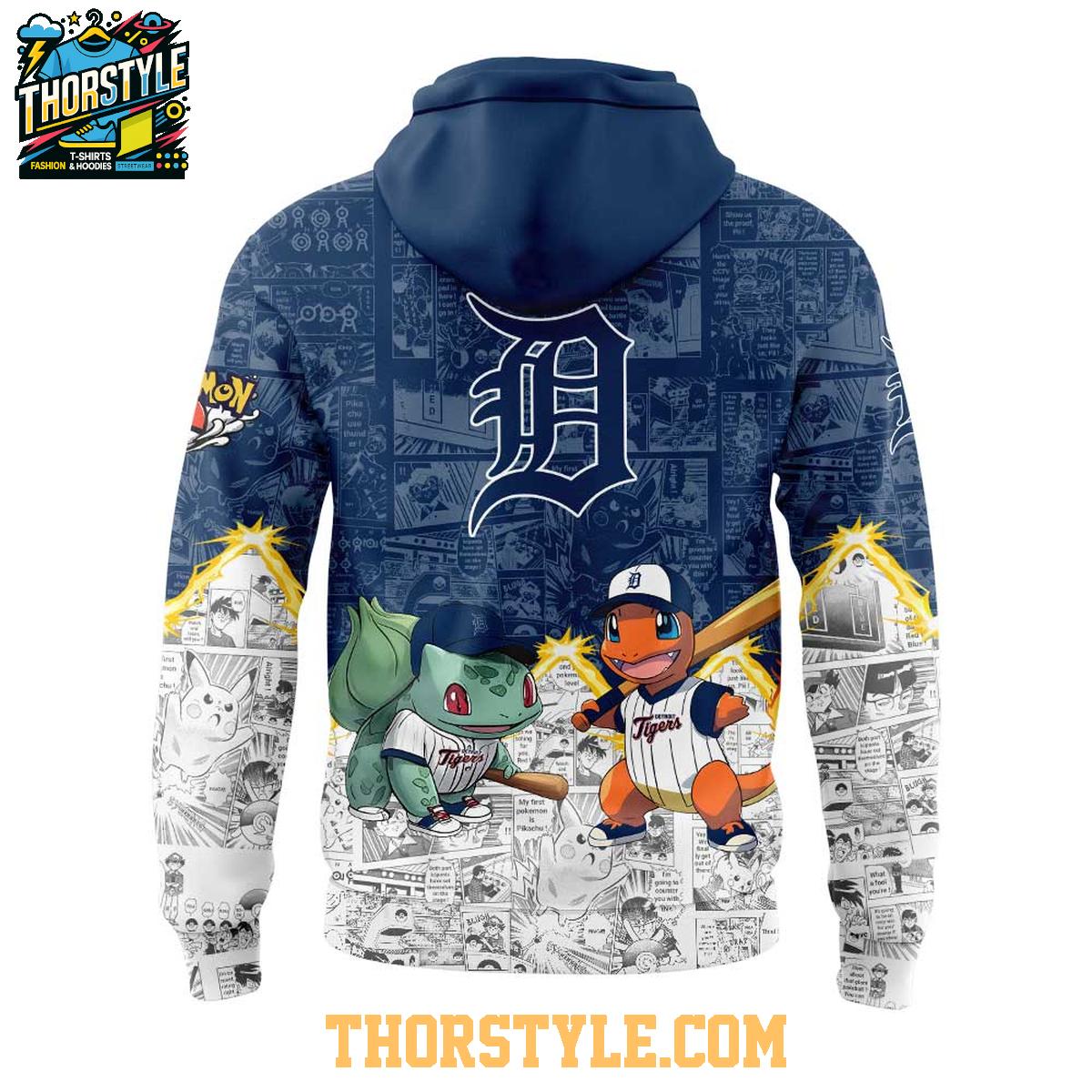 Detroit Tigers 2025 Pokémon Pikachu Bulbasaur Charmander Squirtle Hoodie T-Shirt Detroit Tigers 2025 Pokémon Pikachu Bulbasaur Charmander Squirtle Hoodie T-Shirt