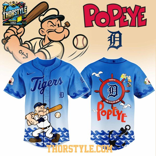 Detroit Tigers Popeye The Sailor Man 2025 Celebration Baseball Jersey