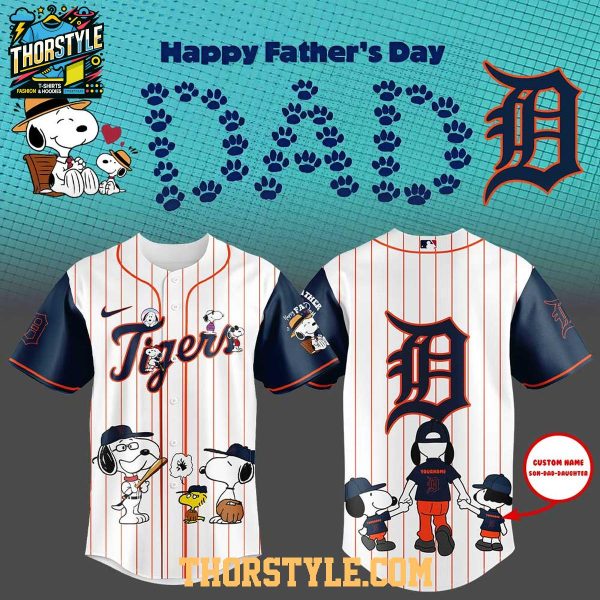 Detroit Tigers Snoopy Happy Father’s Day Peanuts 2025 Baseball Jersey