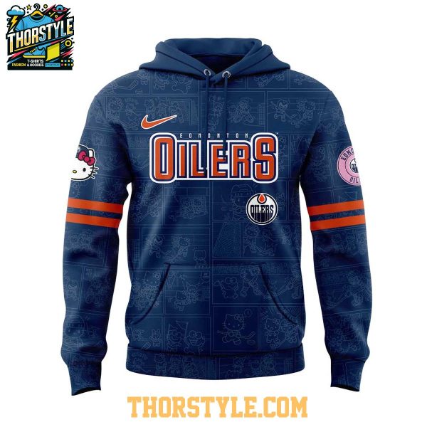 Edmonton Oilers Hello Kitty 2025 Celebrating 50th Anniversary Hoodie T-Shirt