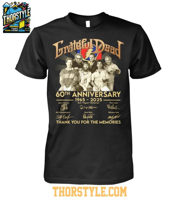 Grateful Dead 60th Anniversary 1965-2025 Thank You For The Memories T-Shirt