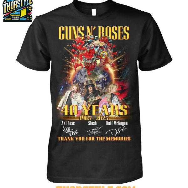 Gun N’ Roses 40 Years 1985-2025 Thank You For The Memories Tshirt