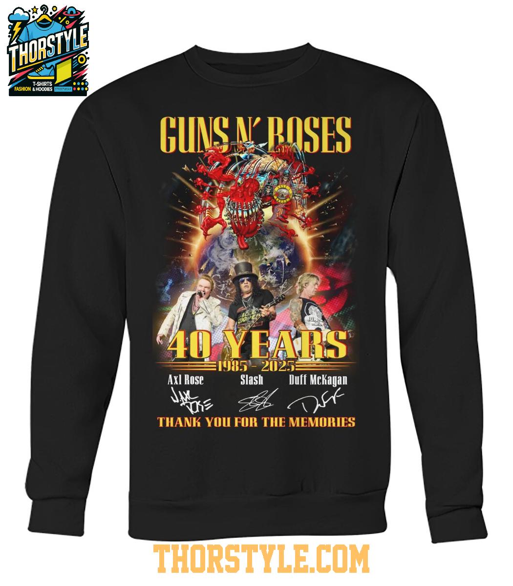 Gun N' Roses 40 Years 1985-2025 Thank You For The Memories Tshirt Gun N' Roses 40 Years 1985-2025 Thank You For The Memories Tshirt
