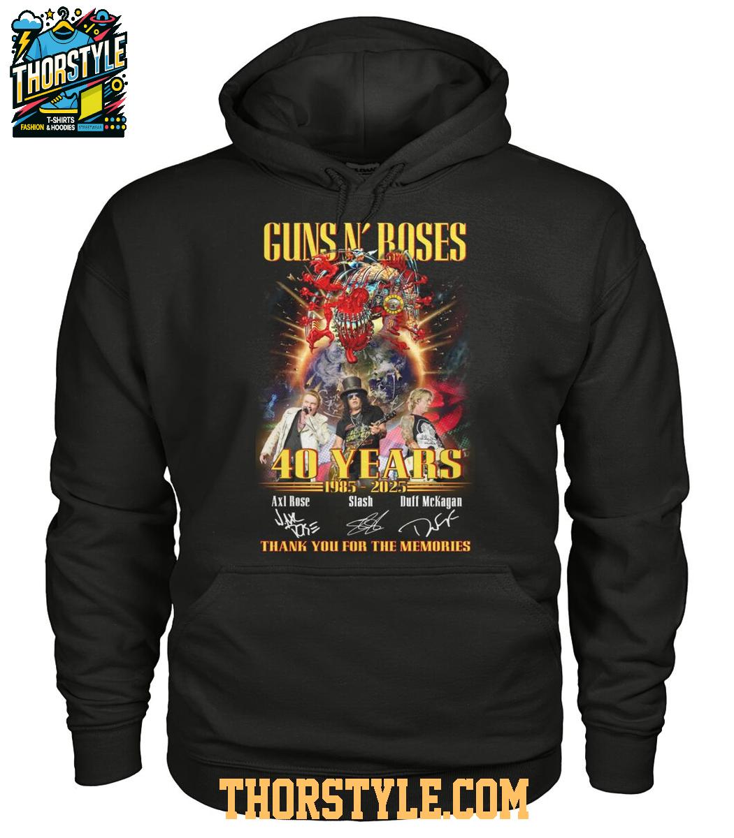 Gun N' Roses 40 Years 1985-2025 Thank You For The Memories Tshirt Gun N' Roses 40 Years 1985-2025 Thank You For The Memories Tshirt