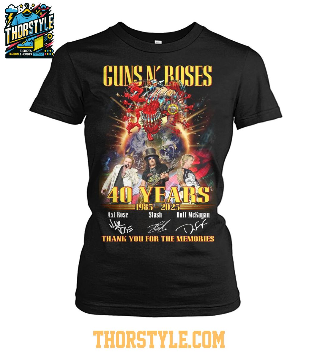 Gun N' Roses 40 Years 1985-2025 Thank You For The Memories Tshirt Gun N' Roses 40 Years 1985-2025 Thank You For The Memories Tshirt