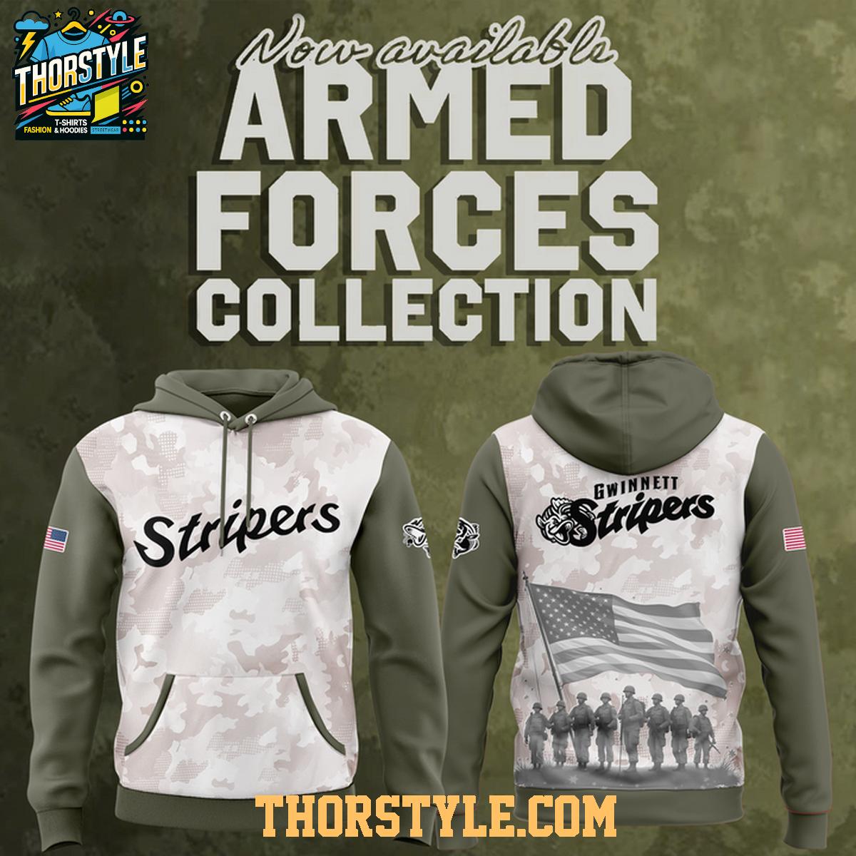 Gwinnett Stripers 2025 Armed Forces Day Celebration Hoodie T-Shirt Gwinnett Stripers 2025 Armed Forces Day Celebration Hoodie T-Shirt