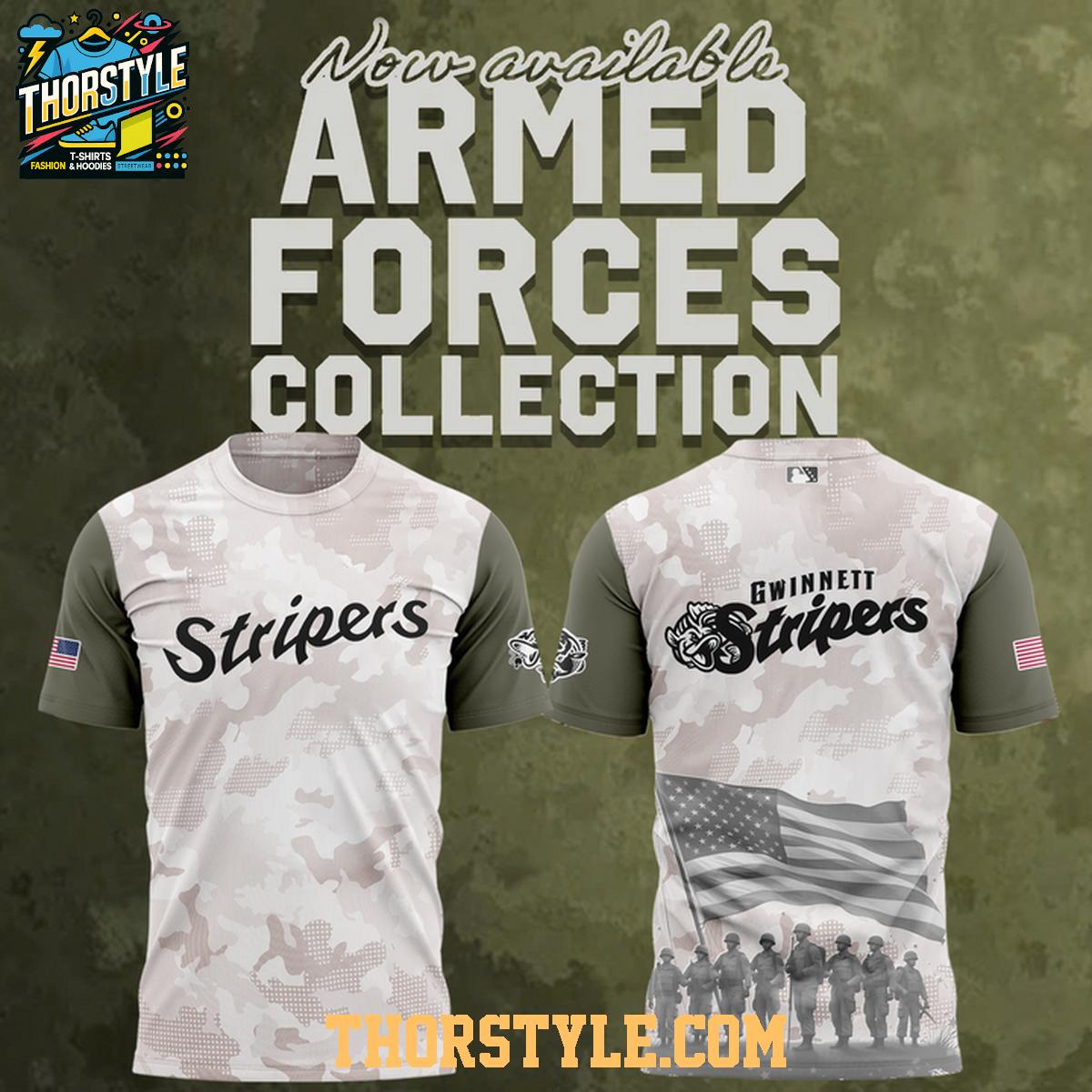 Gwinnett Stripers 2025 Armed Forces Day Celebration Hoodie T-Shirt Gwinnett Stripers 2025 Armed Forces Day Celebration Hoodie T-Shirt