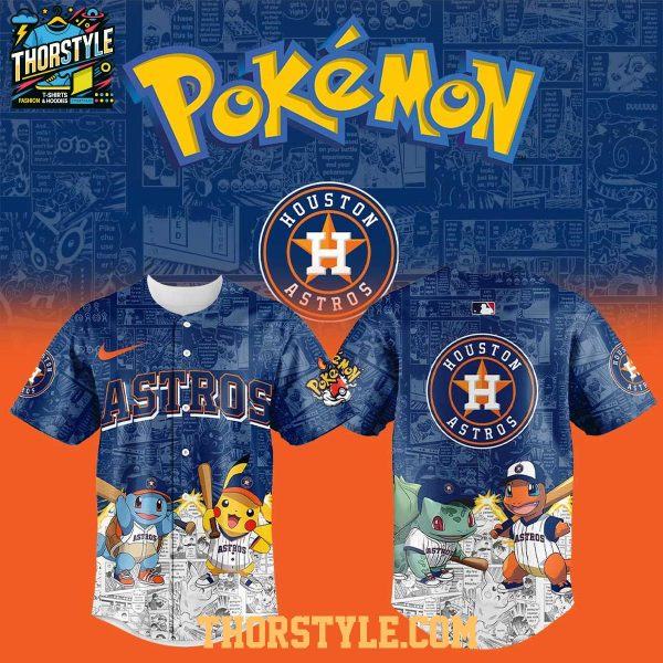 Houston Astros 2025 Pokémon Pikachu Bulbasaur Charmander Squirtle Baseball Jersey