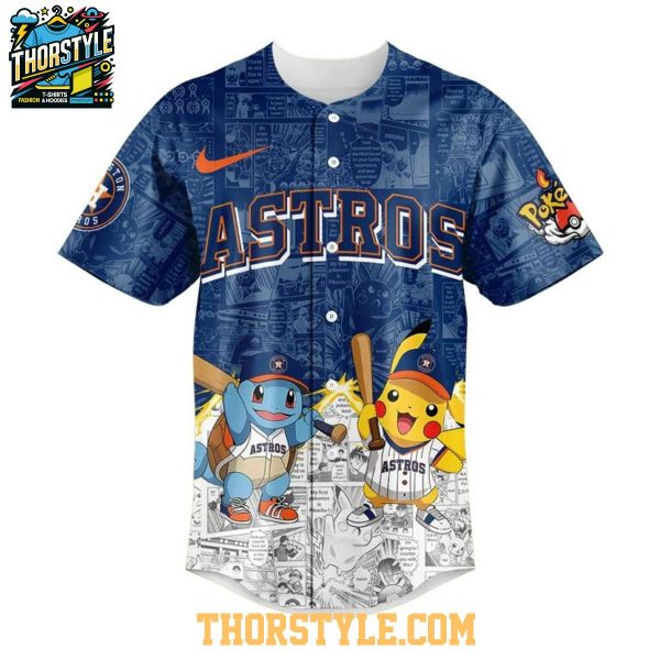 Houston Astros 2025 Pokémon Pikachu Bulbasaur Charmander Squirtle Baseball Jersey