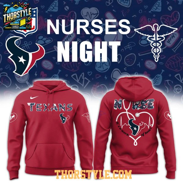 Houston Texans Night Nurses Appreciation Work Of Heart 2025 Hoodie T-Shirt