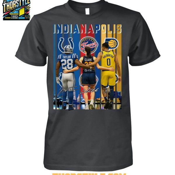 Indianapolis Colts Taylor Indiana Fever Clark Indiana Pacers Haliburton 2025 T-Shirt
