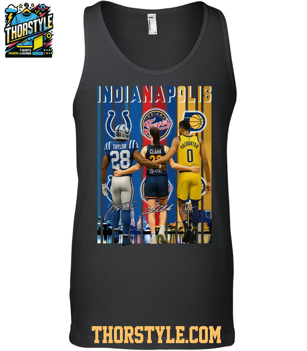 Indianapolis Colts Taylor Indiana Fever Clark Indiana Pacers Haliburton 2025 T-Shirt Indianapolis Colts Taylor Indiana Fever Clark Indiana Pacers Haliburton 2025 T-Shirt