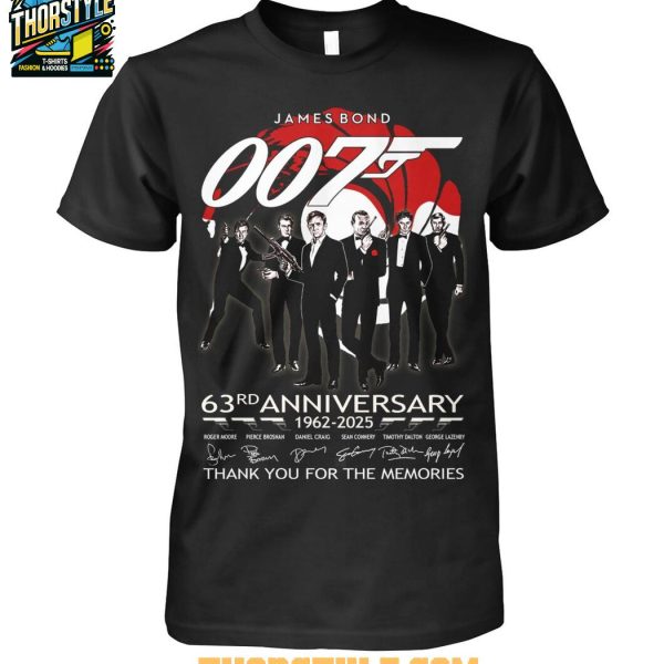 James Bond 007 Thank You For The Memories 63rd Anniversary 1962-2025 Tshirt
