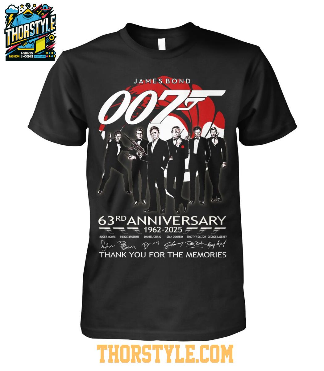 James Bond 007 Thank You For The Memories 63rd Anniversary 1962-2025 Tshirt James Bond 007 Thank You For The Memories 63rd Anniversary 1962-2025 Tshirt
