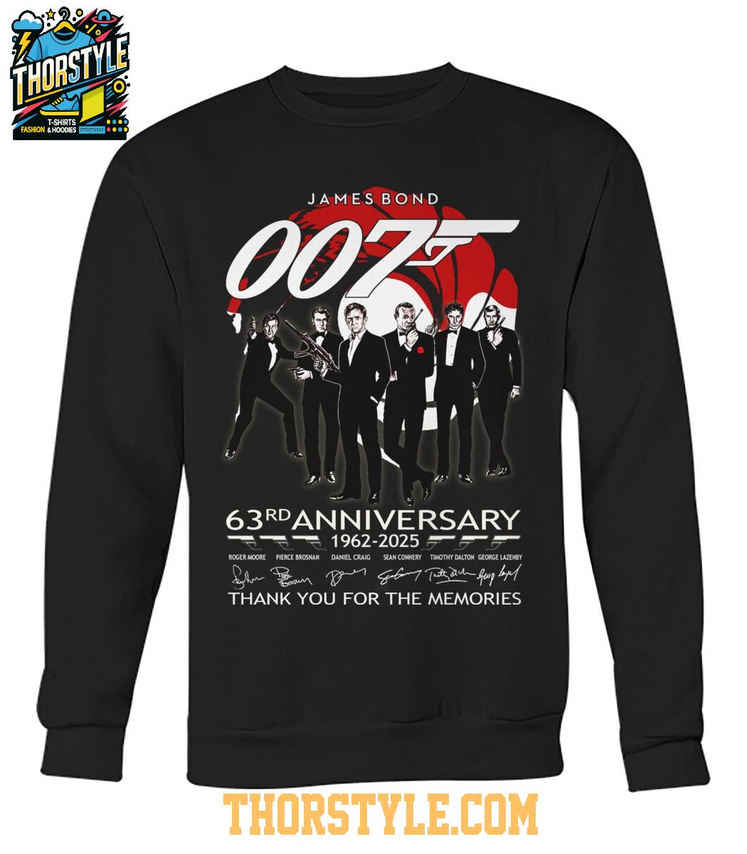 James Bond 007 Thank You For The Memories 63rd Anniversary 1962-2025 Tshirt James Bond 007 Thank You For The Memories 63rd Anniversary 1962-2025 Tshirt
