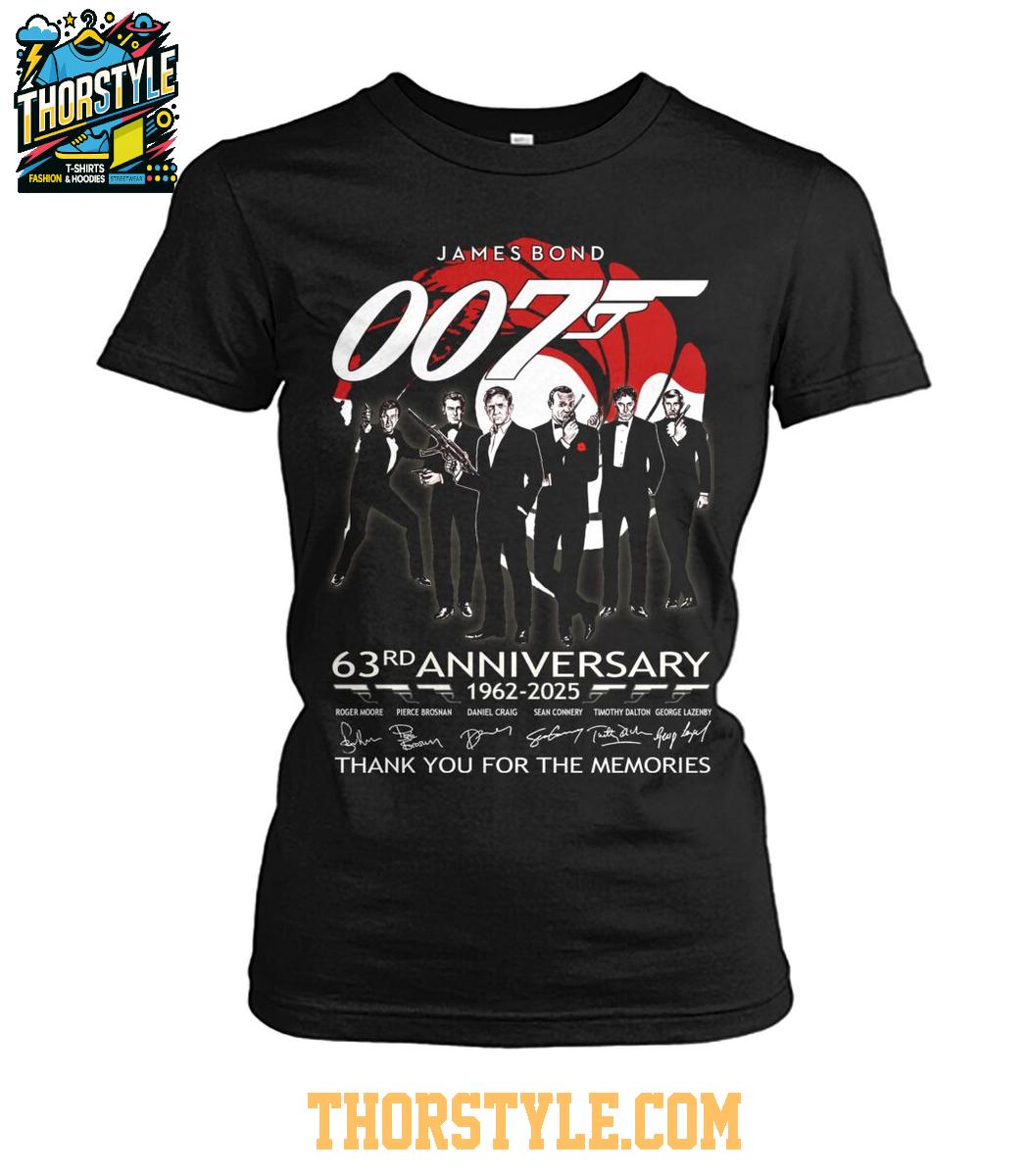 James Bond 007 Thank You For The Memories 63rd Anniversary 1962-2025 Tshirt James Bond 007 Thank You For The Memories 63rd Anniversary 1962-2025 Tshirt