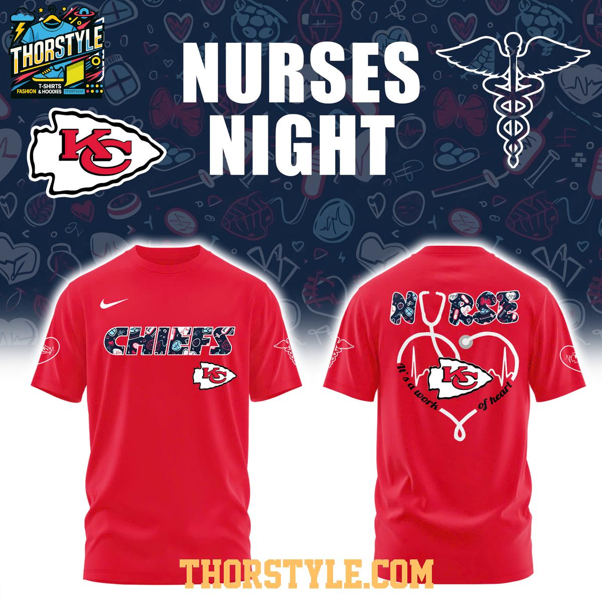 Kansas City Chiefs Night Nurses Appreciation Work Of Heart 2025 Hoodie T-Shirt Kansas City Chiefs Night Nurses Appreciation Work Of Heart 2025 Hoodie T-Shirt