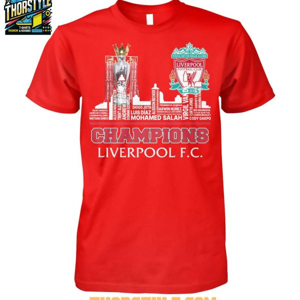 Liverpool FC The Champions Of Premier League 2025 Tshirt
