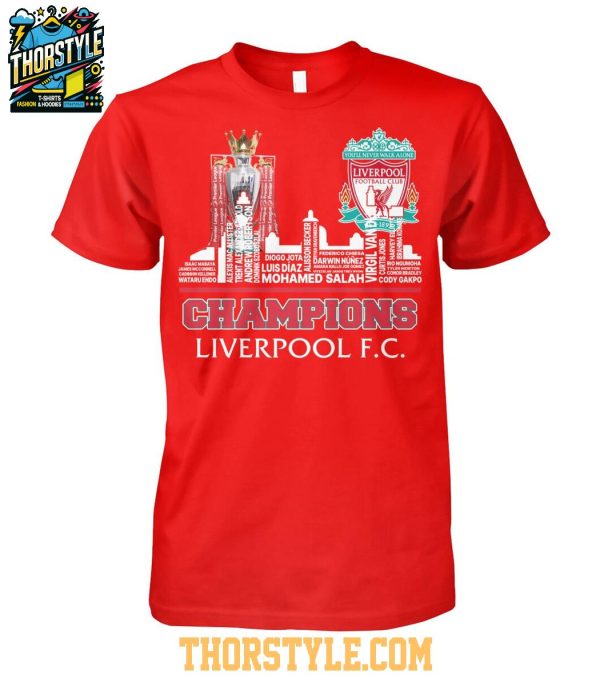 Liverpool FC The Champions Of Premier League 2025 Tshirt