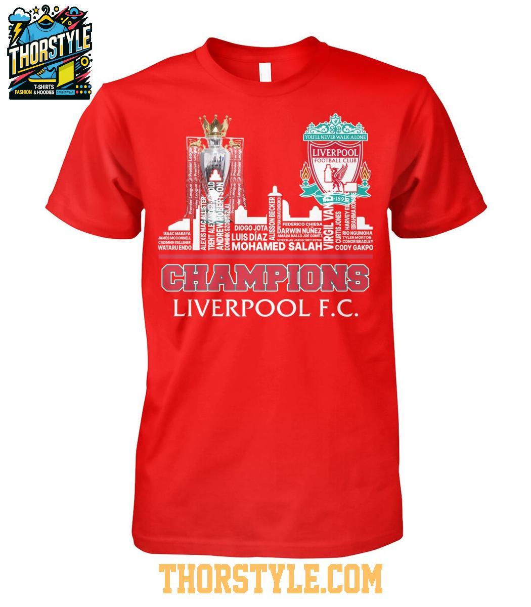 Liverpool FC The Champions Of Premier League 2025 Tshirt Liverpool FC The Champions Of Premier League 2025 Tshirt