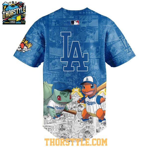 Los Angeles Dodgers 2025 Pokémon Pikachu Bulbasaur Charmander Squirtle Baseball Jersey