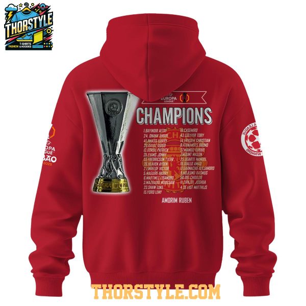 Manchester United Champions Europa League 2024-25 Red Devils Hoodie T-Shirt